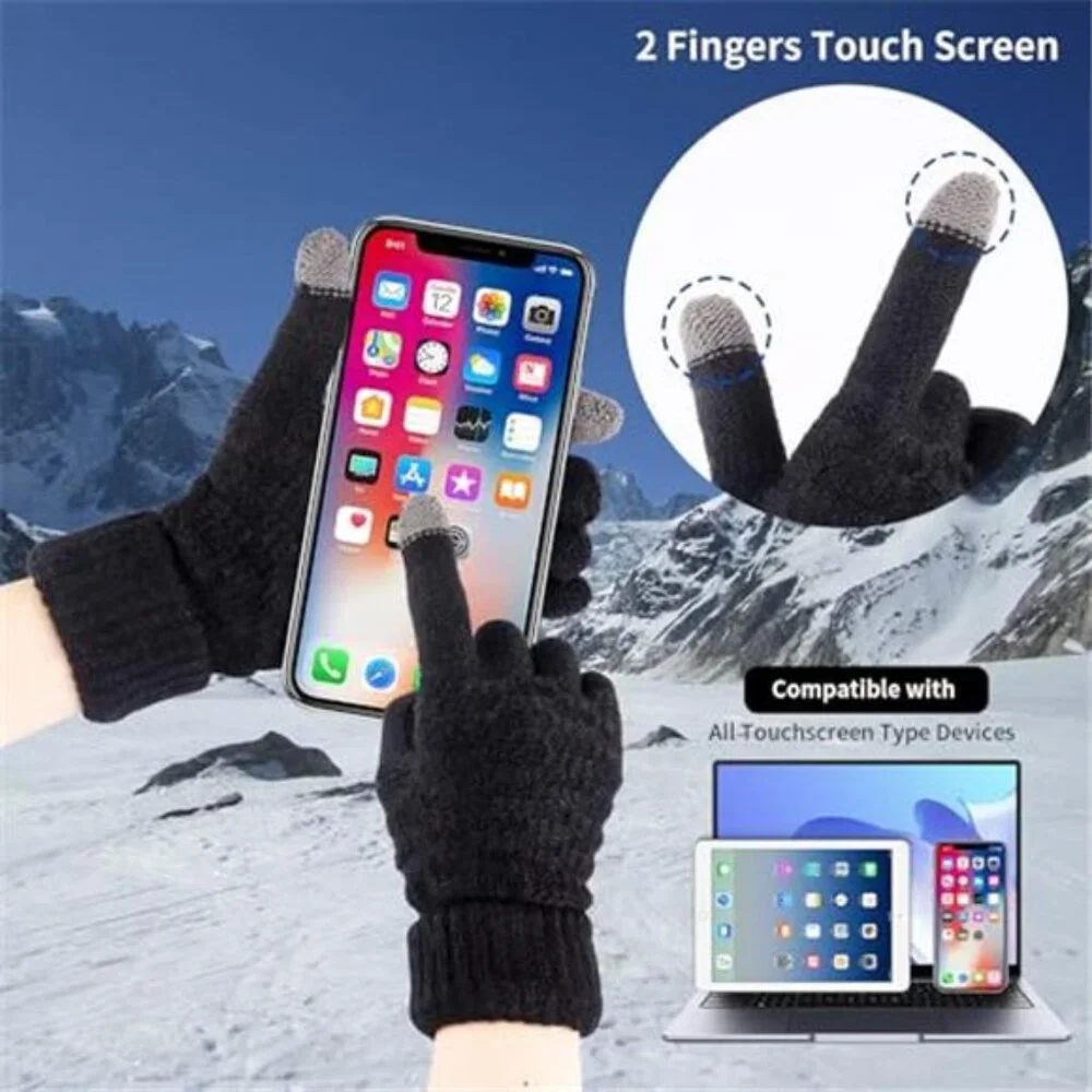 4 Pairs Winter Gloves Touchscreen Knit Mittens